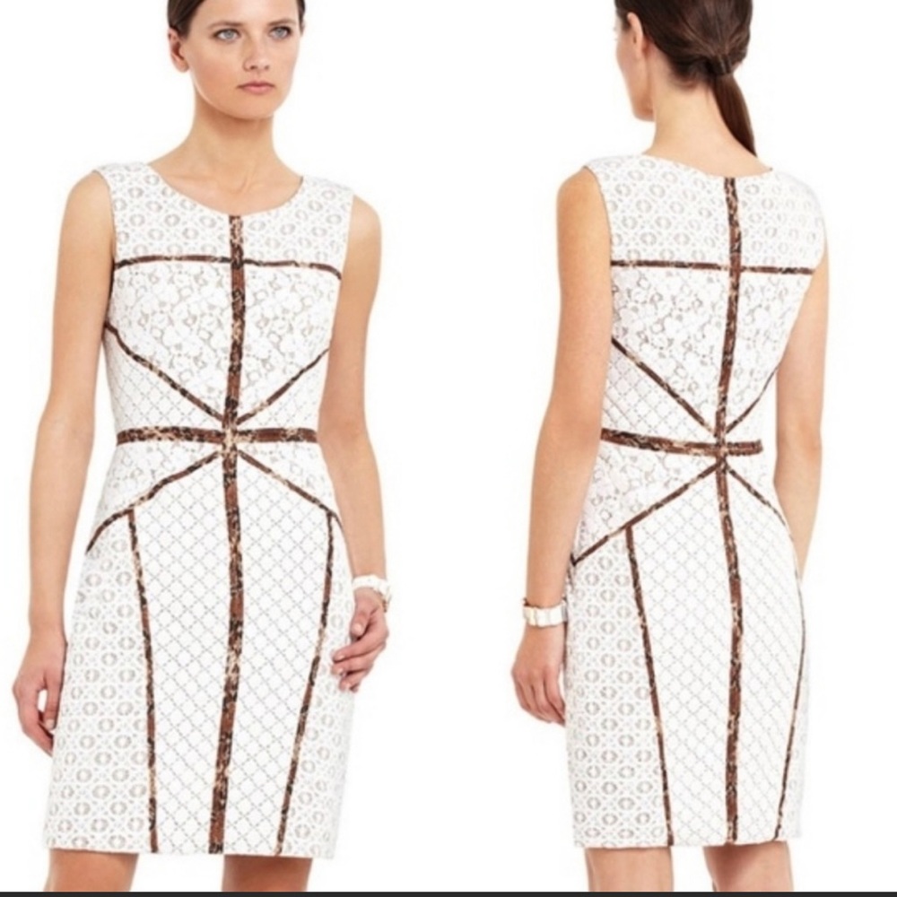 BCBG MaxAzria Andreea lace sheath dress white sz 4